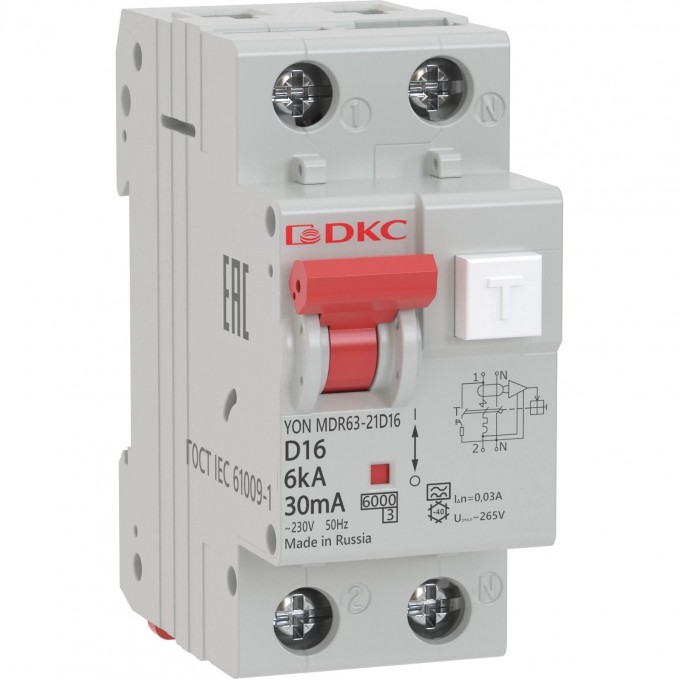 АВДТ DKC с защитой от сверхтоков YON (2п, 30mA) MDR63-22C16-A